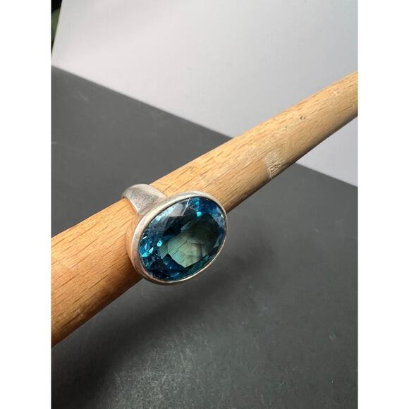 NEW Blue topaz sterling silver ring size 7.5 / 12.43 grams - Picture 9 of 11